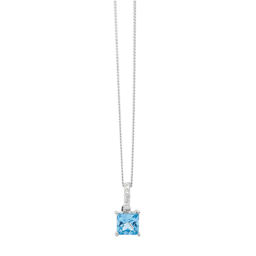 Sterling silver white Cubic Zirconia drop with Blue coloured Cubic Zirconia cut drop