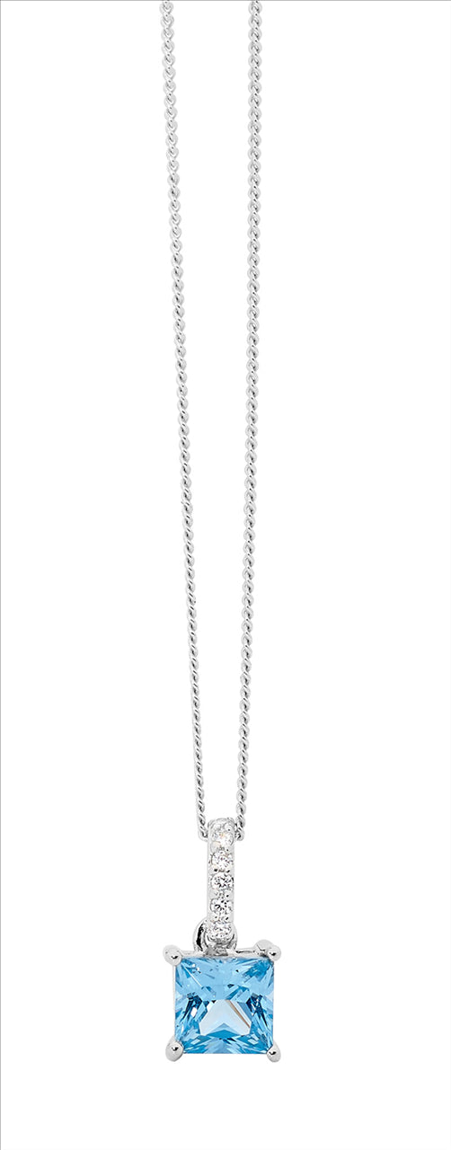 Sterling silver white Cubic Zirconia drop with Blue coloured Cubic Zirconia cut drop