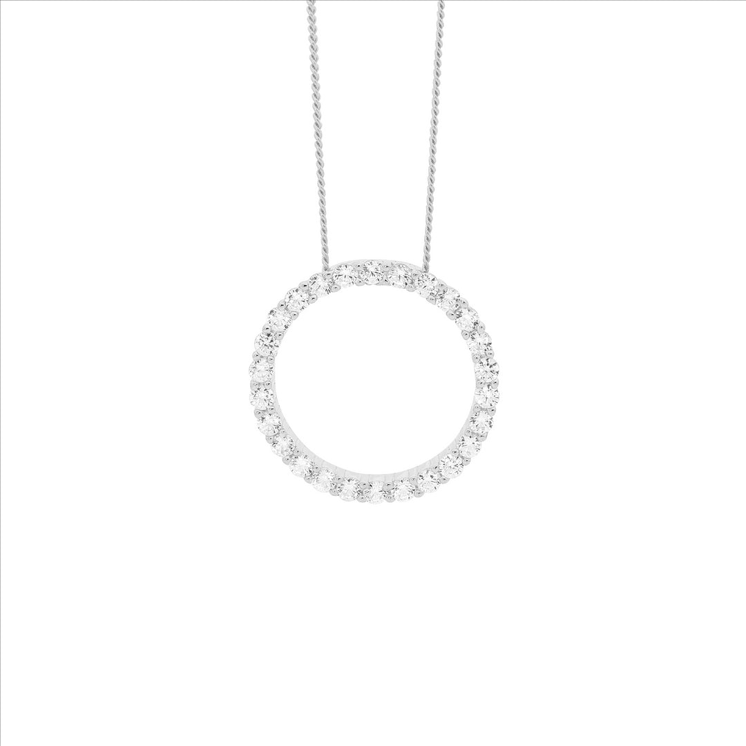 Sterling Silver CZ 15mm Circle Pendant