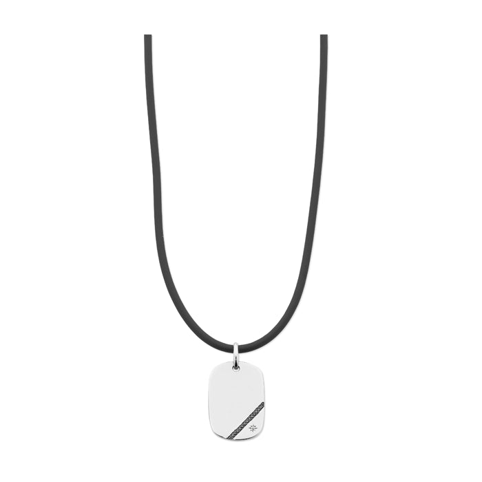Sterling Silver Gents Pendant Black/White Diamonds