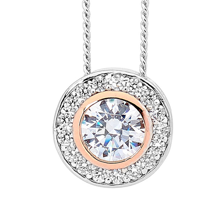 Sterling Silver White CZ with Rose Gold Plating