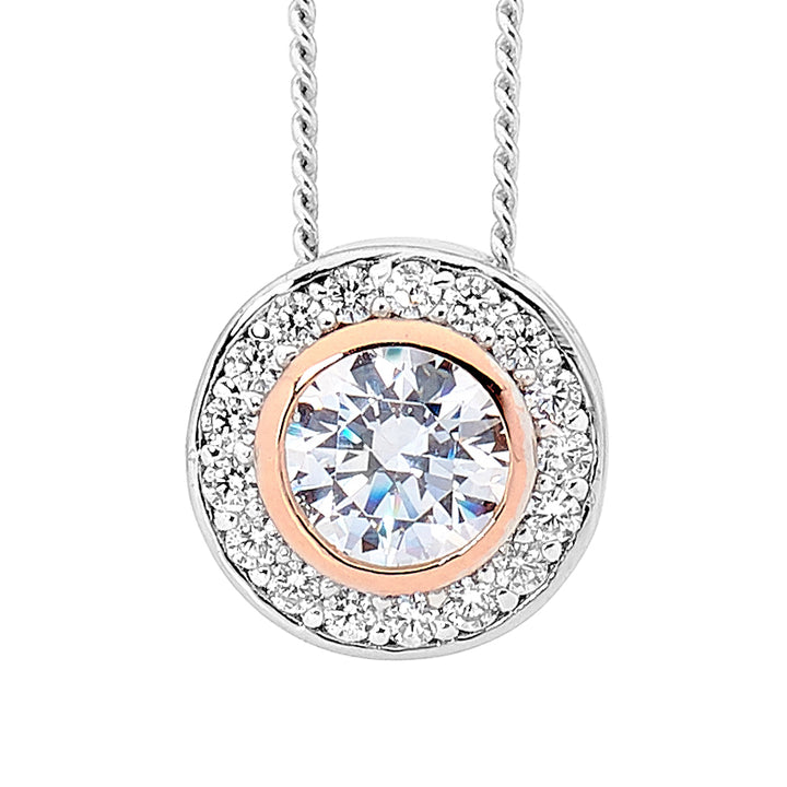 Sterling Silver White CZ with Rose Gold Plating