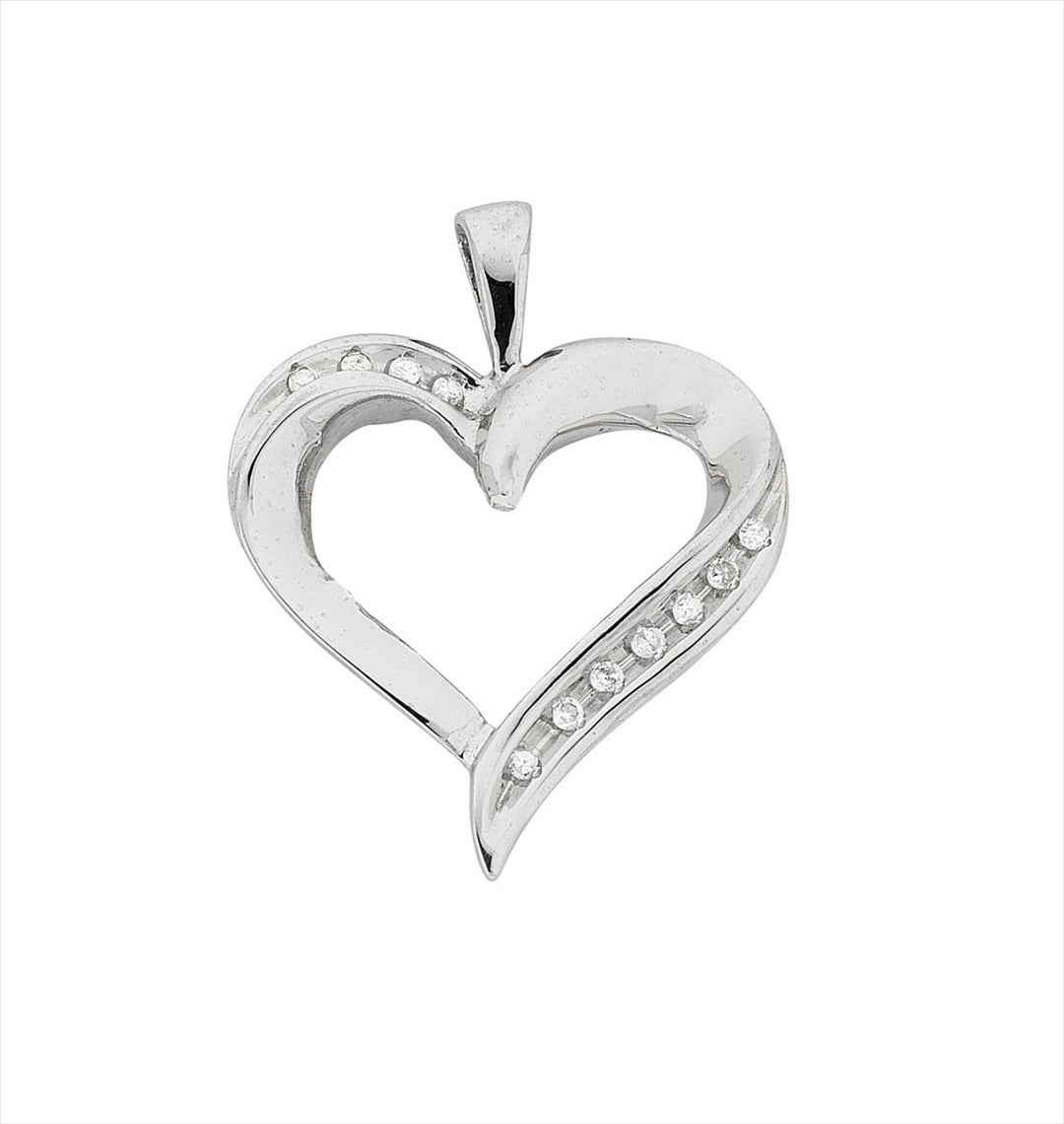 Sterling Silver Diamond Heart Pendant