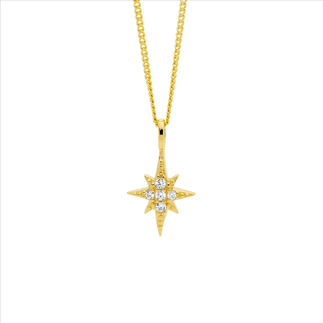 Sterling Silver Gold Plated CZ Star Pendant
