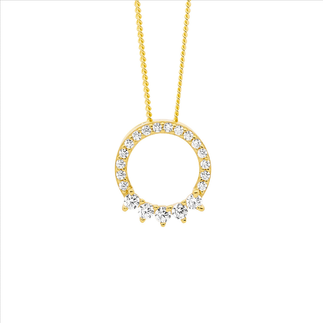 Sterling Silver Gold Plated Open Circle Pendant with 5x CZ