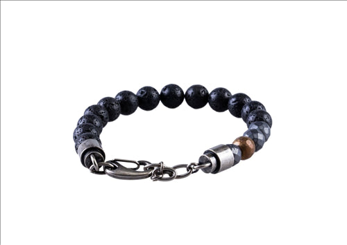 Bracelet- Antique steel Lava Hematite beaded