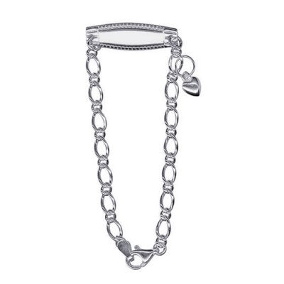 Sterling Silver baby Id bracelet with small heart