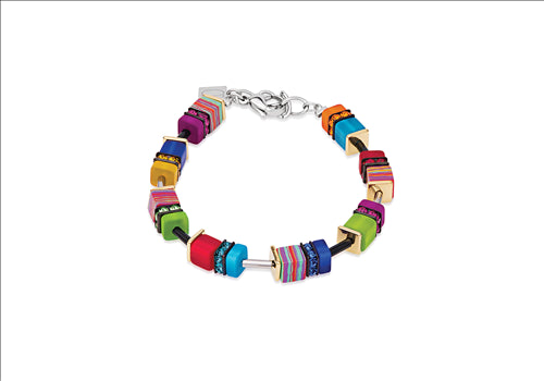 CDL Stainless Steel GP Multi Coloured Cube Bracelet