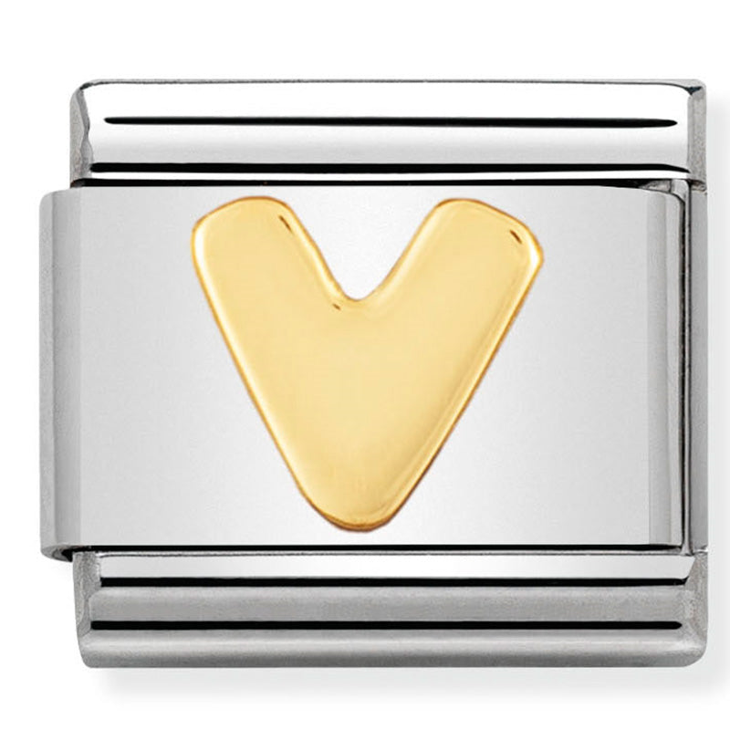 Nomination - Stainless Steel & 18ct Gold Letter V