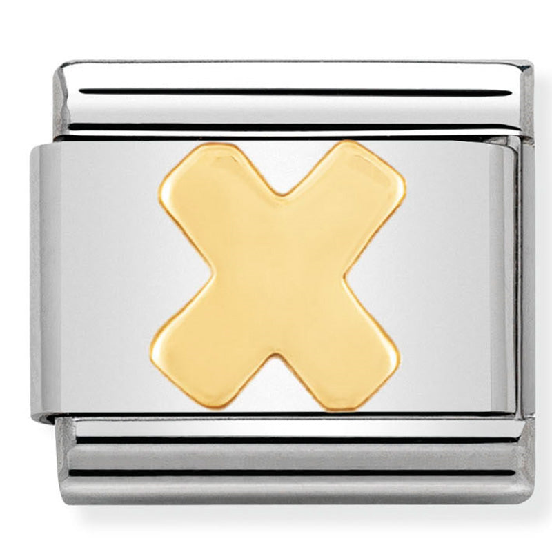 Nomination - Stainless Steel & 18ct Gold Letter X