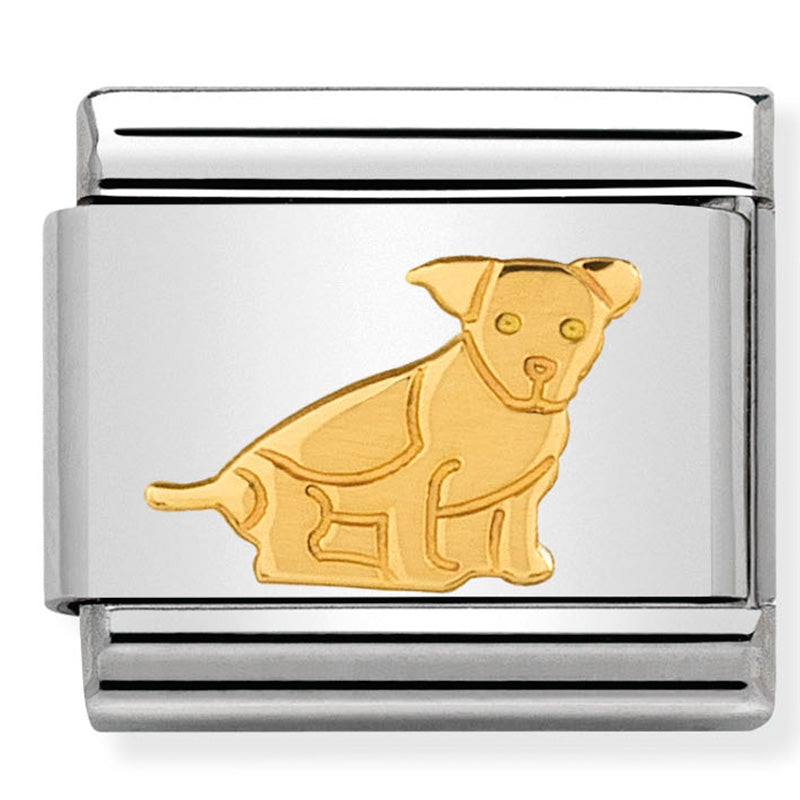 Nomination Animal - Stainless Steel & 18ct Gold Dog Sitting
