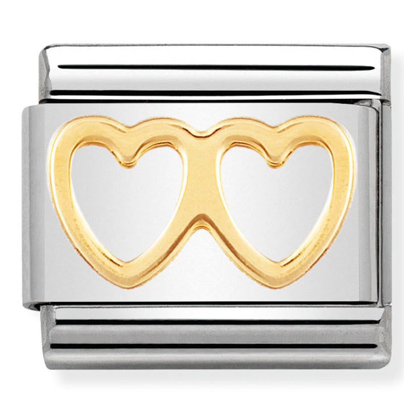 Nomination - Stainless Steel & 18ct Gold Double Heart
