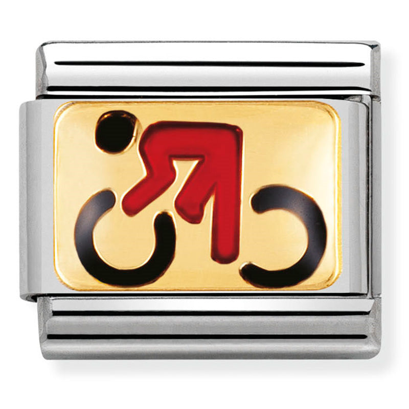 Nominaiton - Stainless Steel, Enamel & 18ct Gold Cyclist