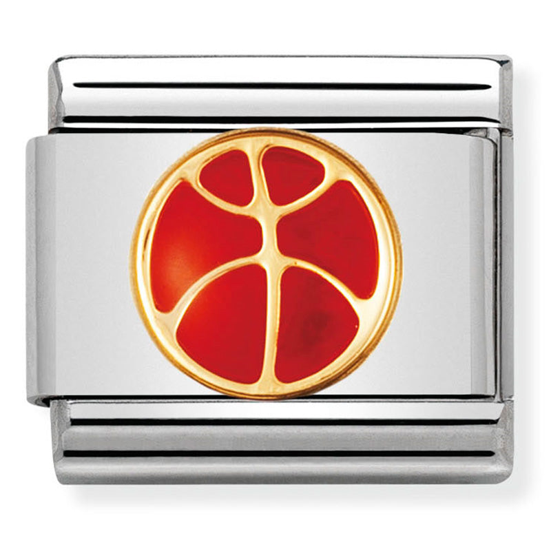 Nominaiton - Stainless Steel, Enamel & 18ct Gold Basketball