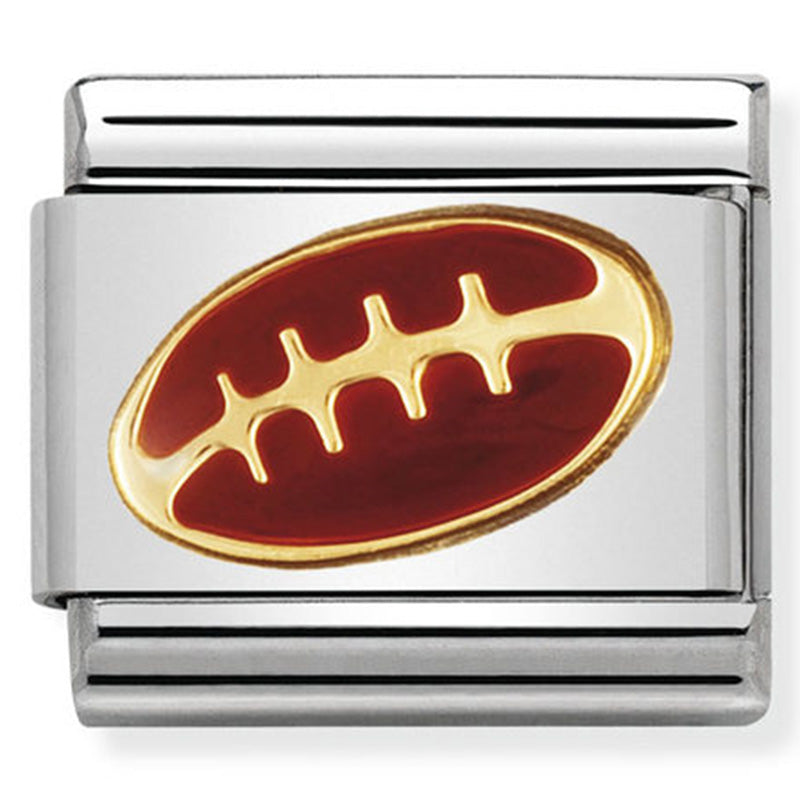 Nomination - Stainless Steel, Enamel & 18ct Gold American Football