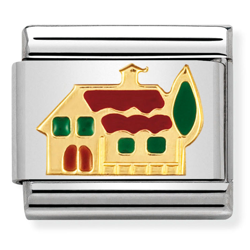 Nomination - Stainless Steel, Enamel & 18ct Gold House