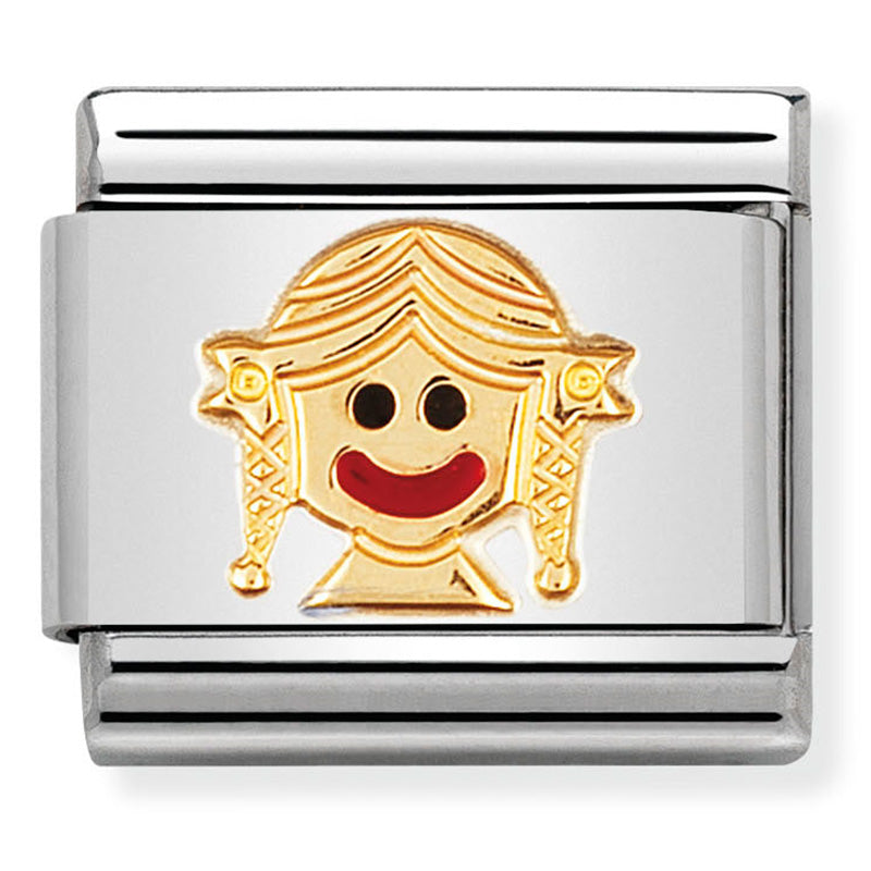 Nomination - classic fun st/steel, enamel & 18ct gold (baby girl)