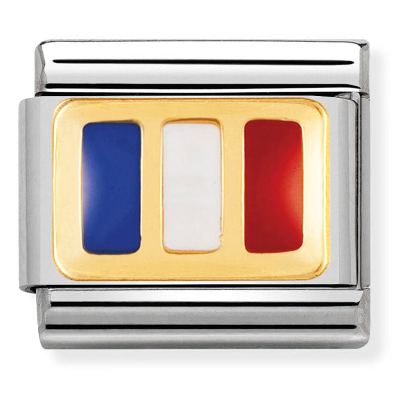 Nomination - Stainless Steel, Enamel & 18ct Gold France Flag