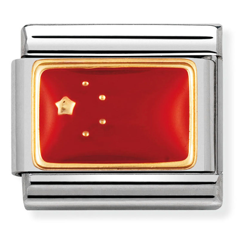 Nomination - Stainless Steel, Enamel & 18ct Gold China Flag