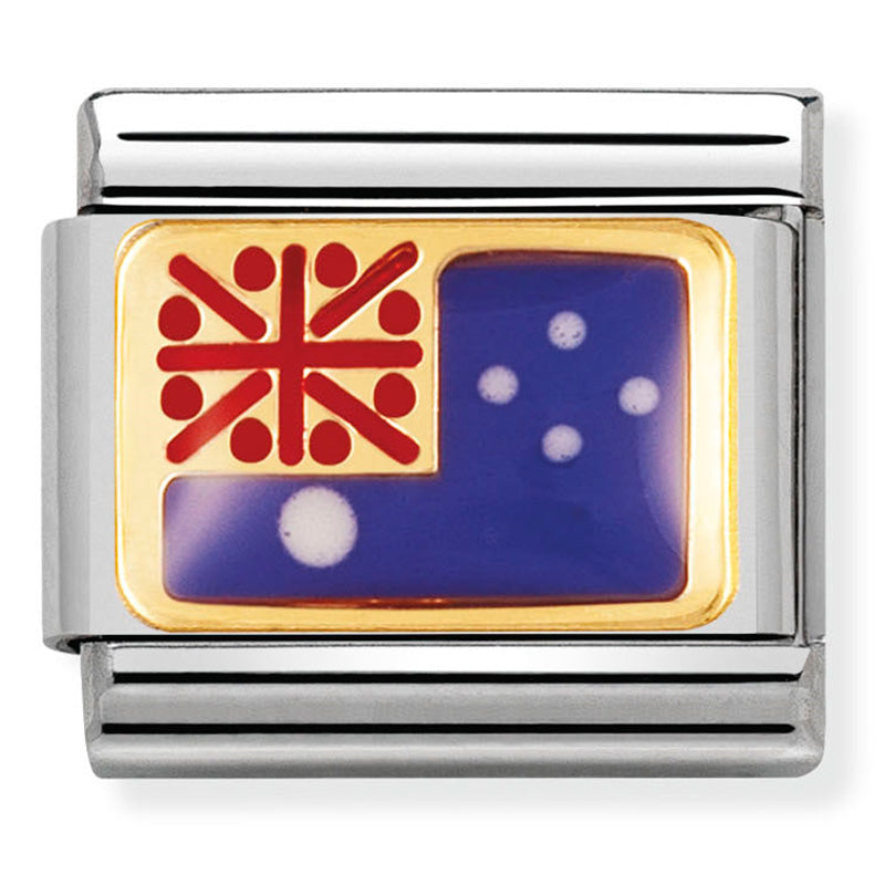 Nomination - Stainless Steel, Enamel & 18ct Gold Australia Flag