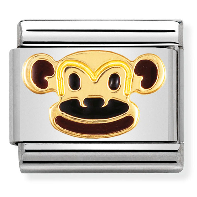 Nomination - Stainless Steel, Enamel & 18ct Gold Monkey