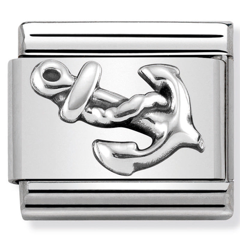 Nomination - Stainless Steel and Sterling Silver Oxidised Anchor