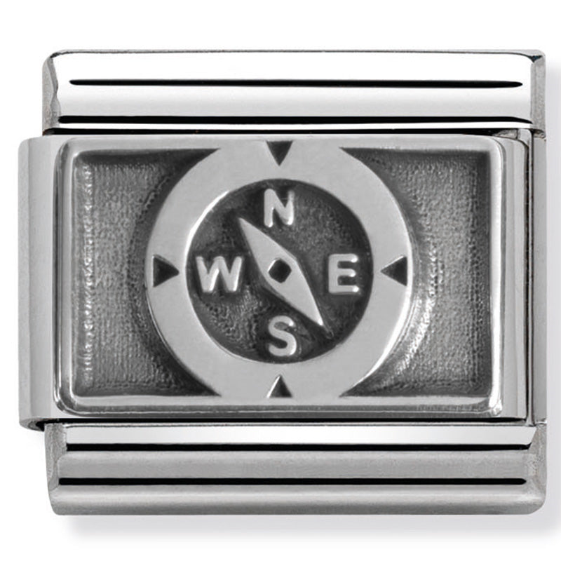 Nomination - Stainless Steel and Sterling Silver Oxidised Compass