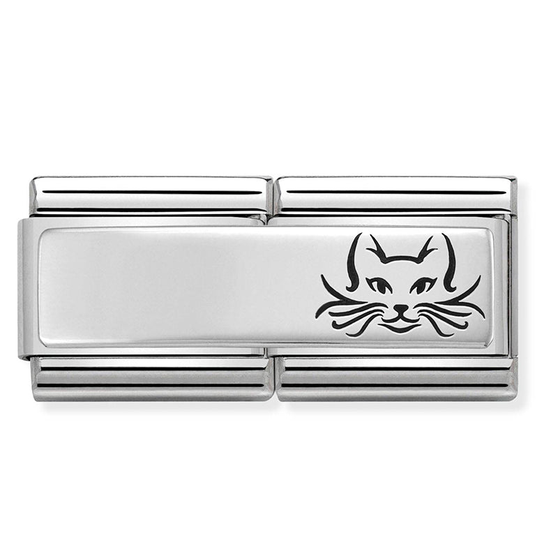 Nomination - Stainless Steel Double Link, Engraved Cat
