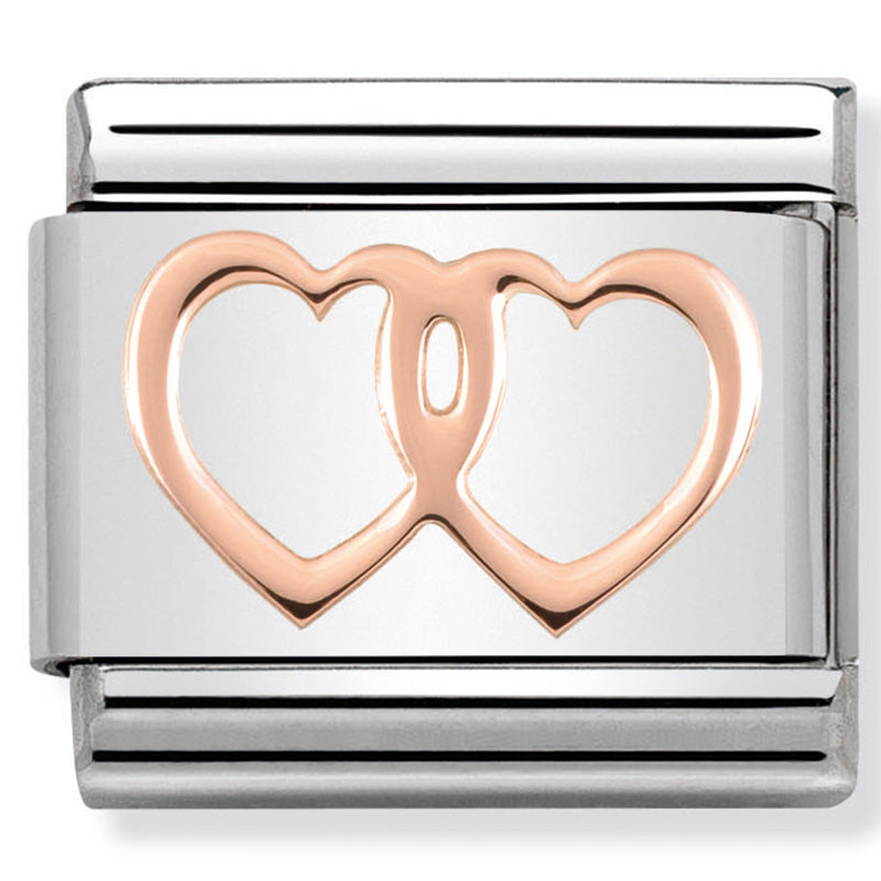Nomination - Stainless Steel and 9ct Rose Gold Double Heart
