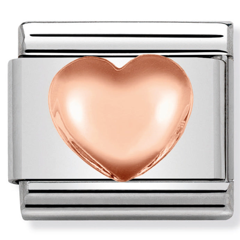 Nomination - Stainless Steel and 9ct Rose Gold Raised Heart