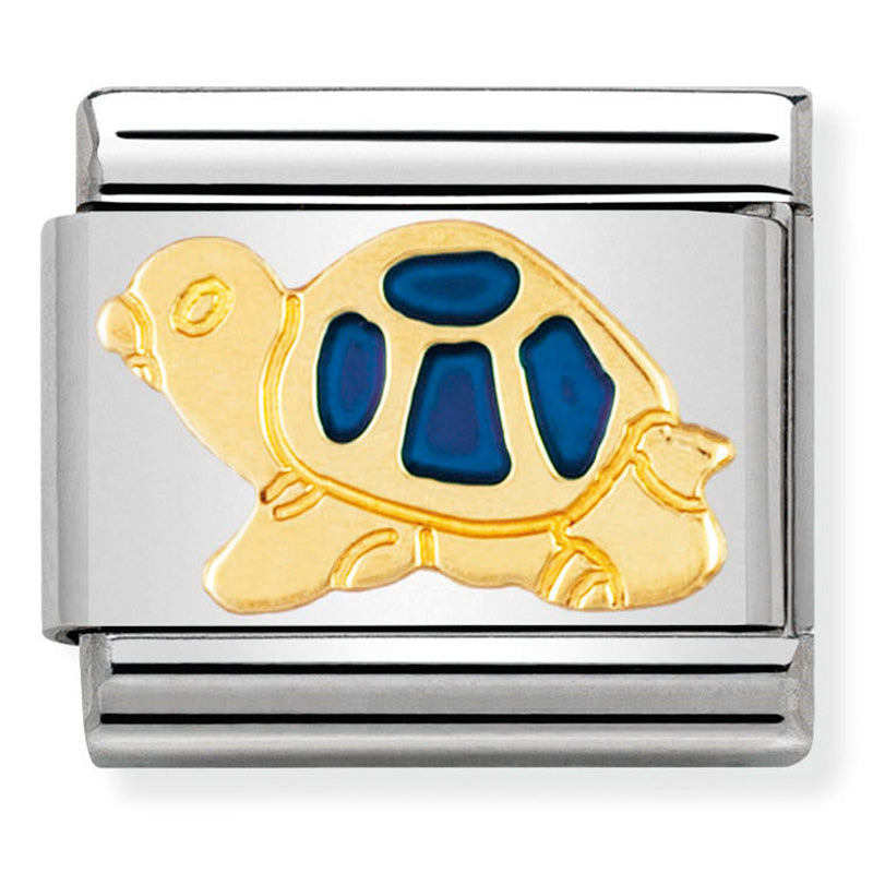 Nomination - st/steel, enamel & 18ct gold (blue tortoise)