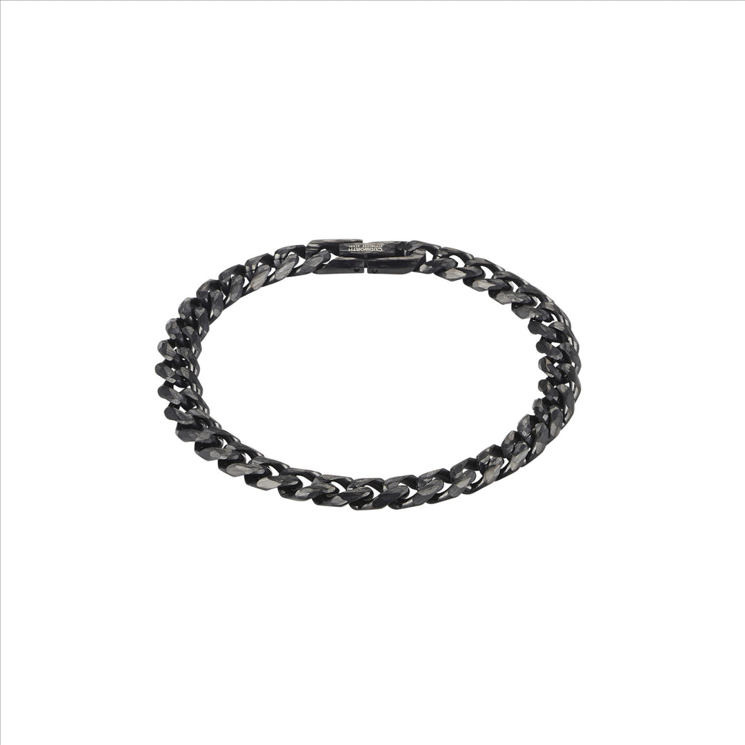 Bracelet - Gents ip black stainless steel chain bracelet