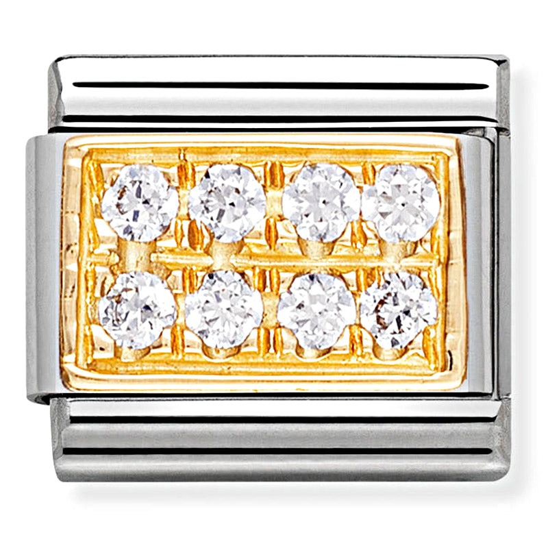 Nomination - classic pave st/steel,18ct gold & cubic zirconia (white cz)