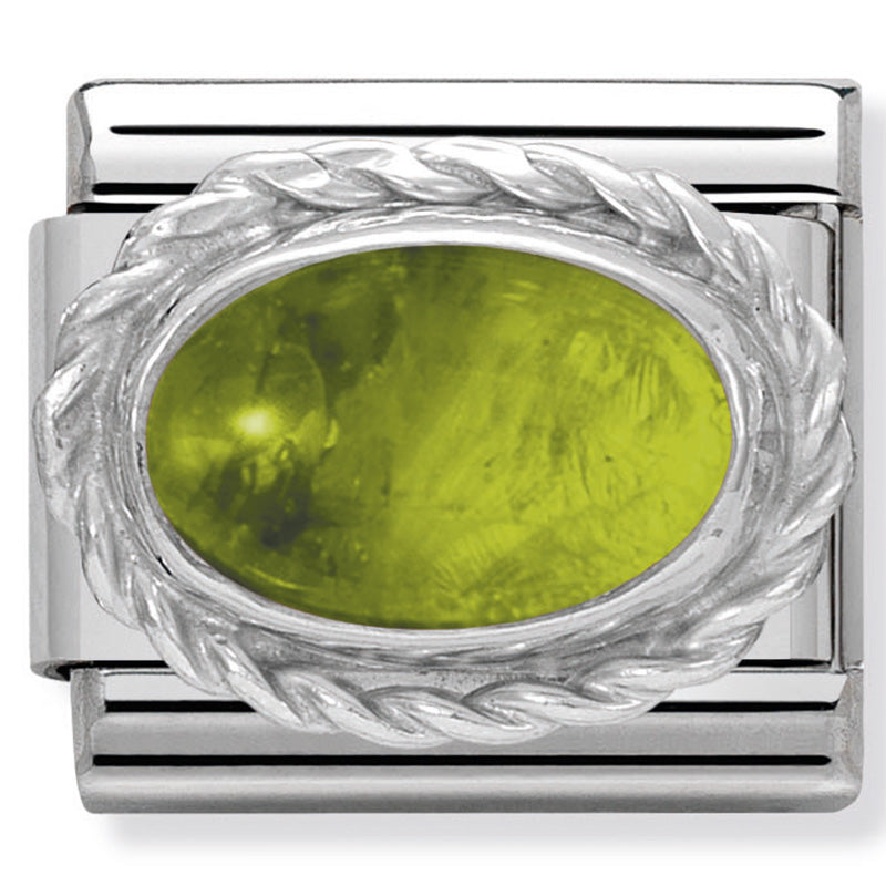 Nomination - classic semi precious stones st/steel, silver 925, twist detail (peridot)