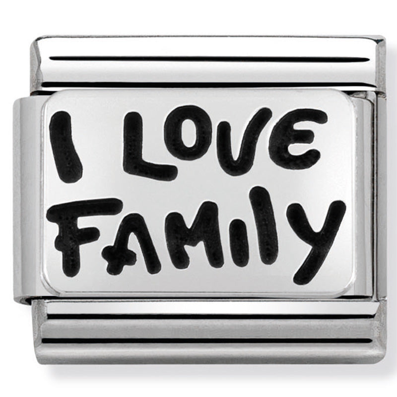 Nomination - Stainless Steel and Sterling Silver Oxidised I Love Family