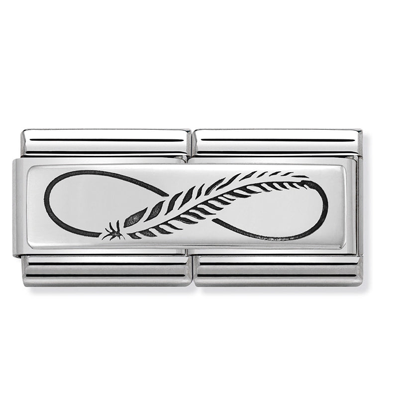 Nomination - Stainless Steel and Sterling Silver Double Link, Infinity Feather