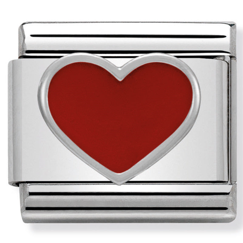 Nomination - Stainless Steel, Sterling Silver and Enamel Red Heart