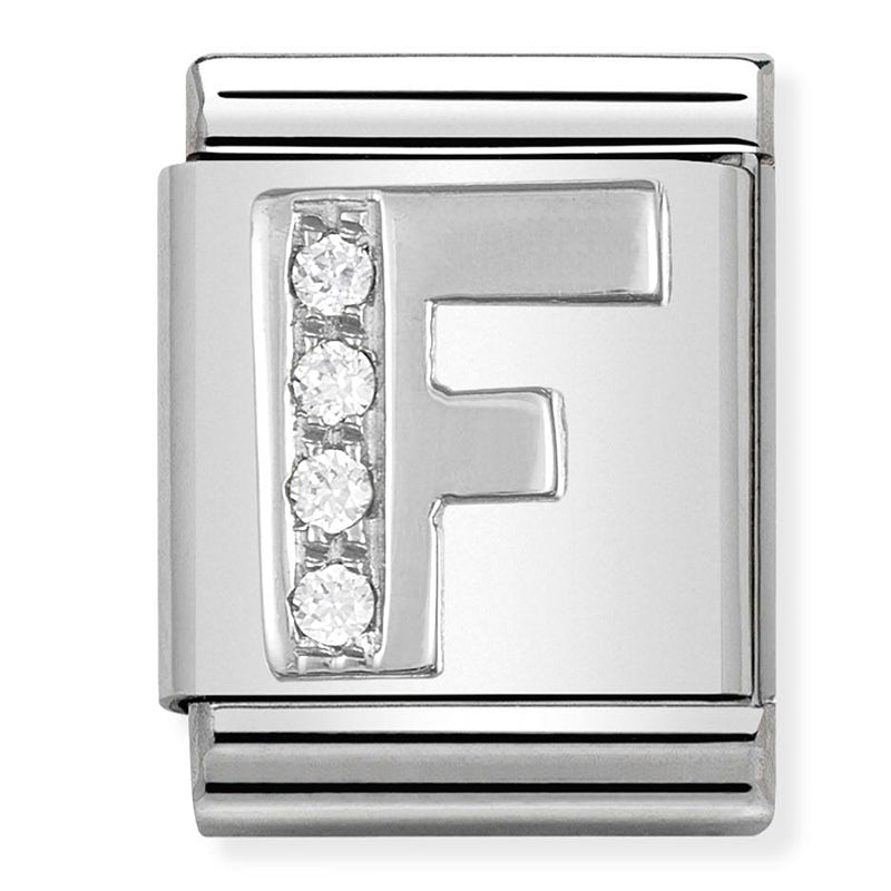 Nomination - Stainless Steel and Sterling Silver Big CZ Letter F