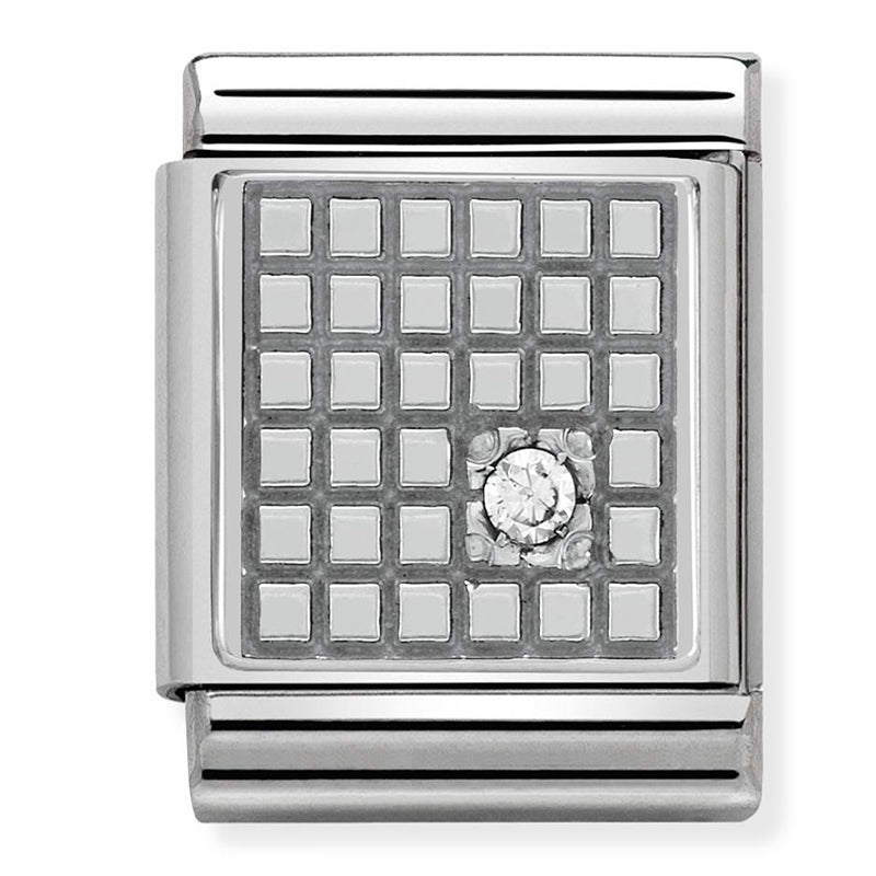 Nomination - Big Stainless Steel, Sterling Silver and CZ White Zircon Grid