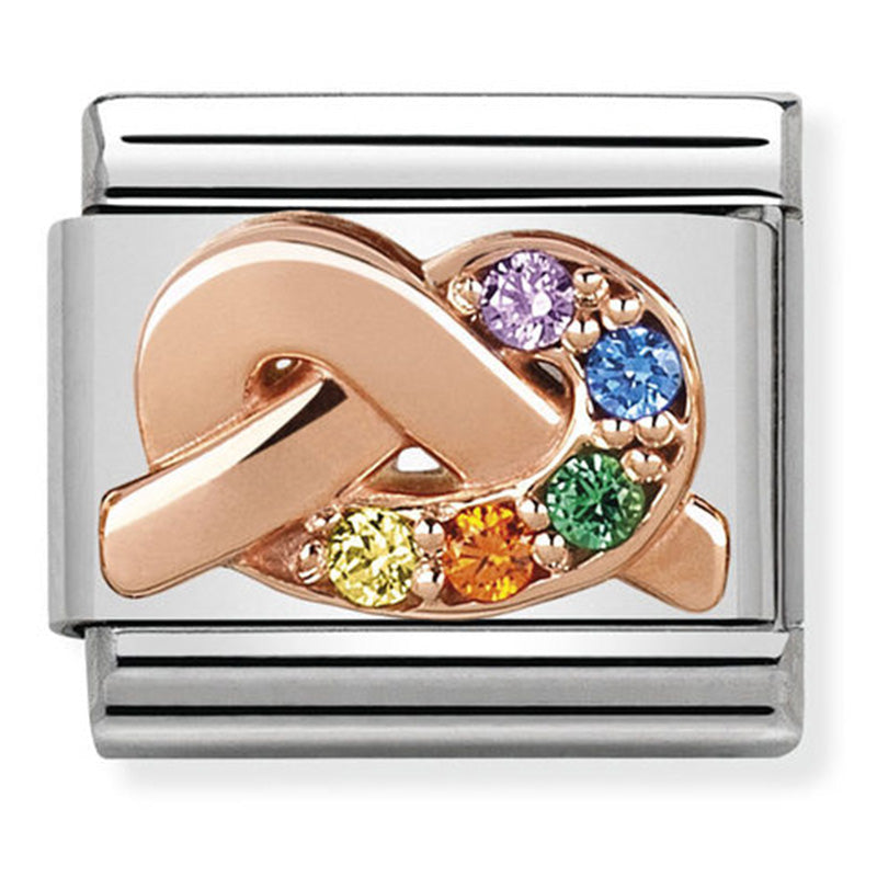 Nomination - Stainless Steel and 9ct Rose Gold CZ Rainbow Knot