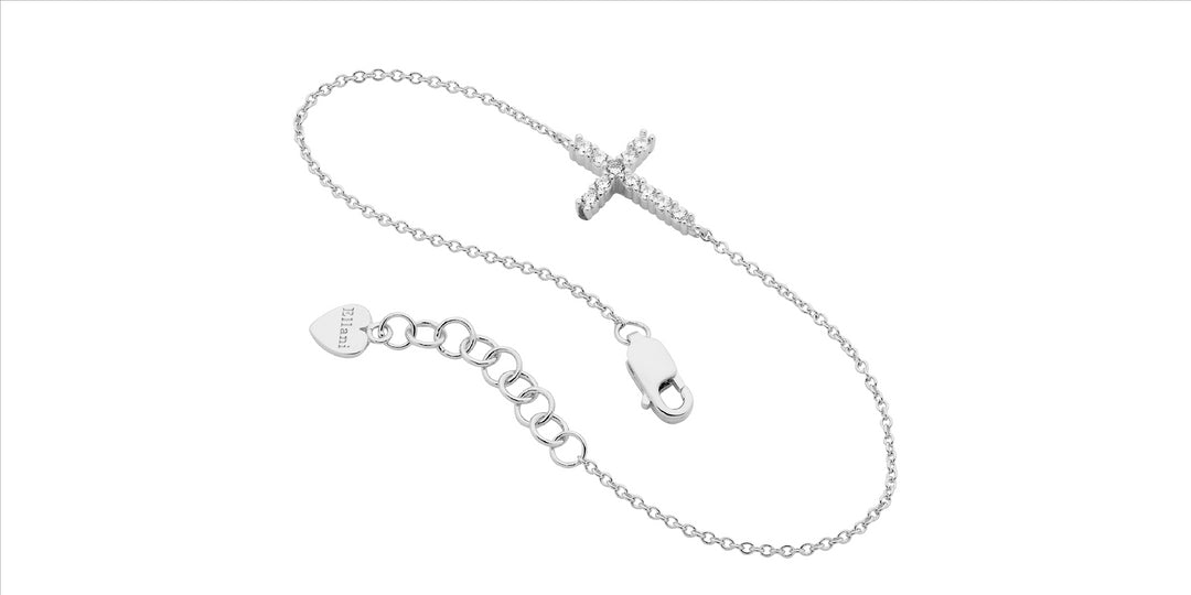 Sterling Silver CZ cross bracelet