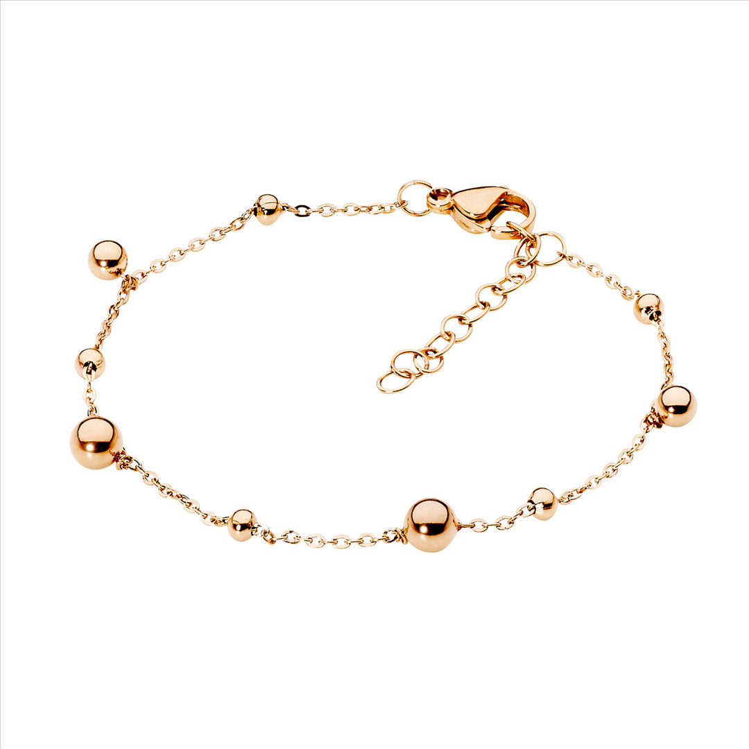 Stainless Steel, Rose Gold Plated Ball Feature Bracelet