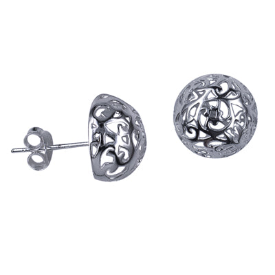 Earrings - Sterling silver 12mm filigree dome studs