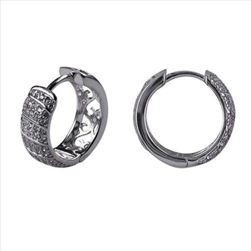 Earrings - Sterling silver fancy cubic zirconia huggie