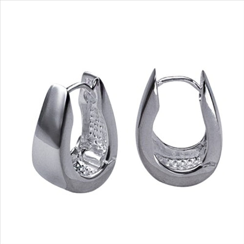 Sterling Silver Plain Tapered Oval Huggies