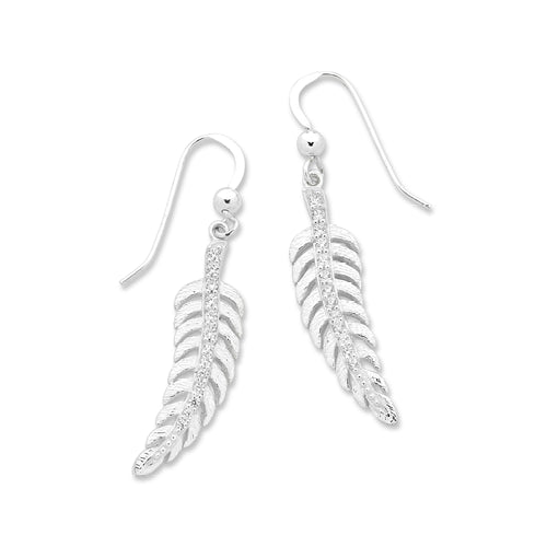 Sterling Silver Leaf Cubic zirconia Earrings