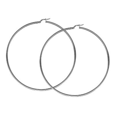 Sterling silver italian plain hoop earring