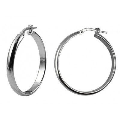 Earrings - Sterling silver Italian half round hoop