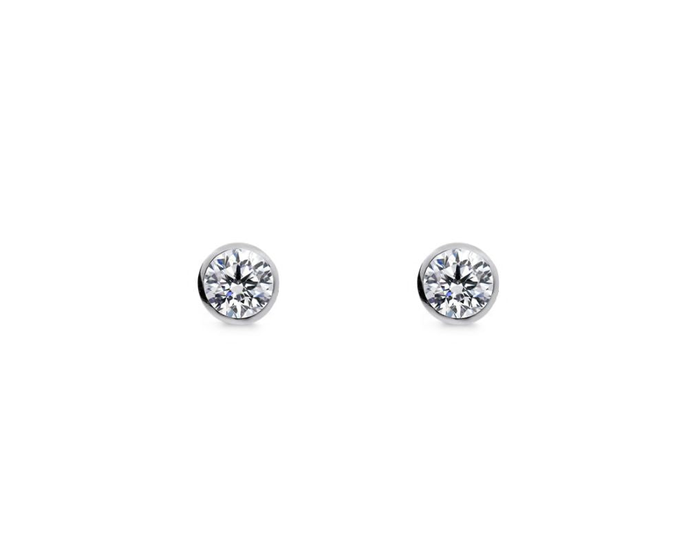 Sterling Silver 5mm CZ Bezel Set Studs