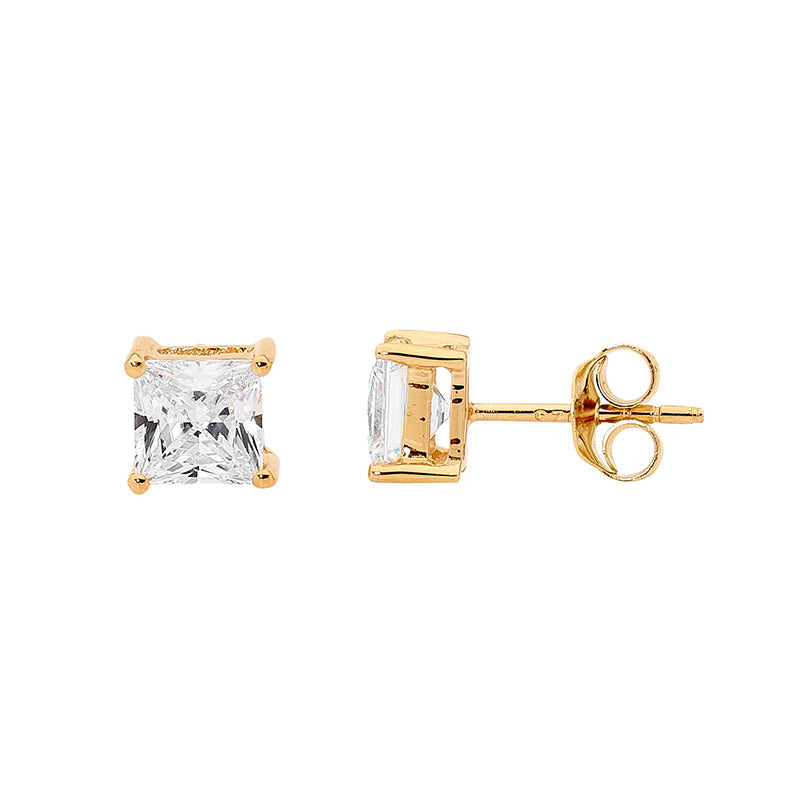 Sterling Silver, Gold Plated 5mm CZ Claw Set Studs